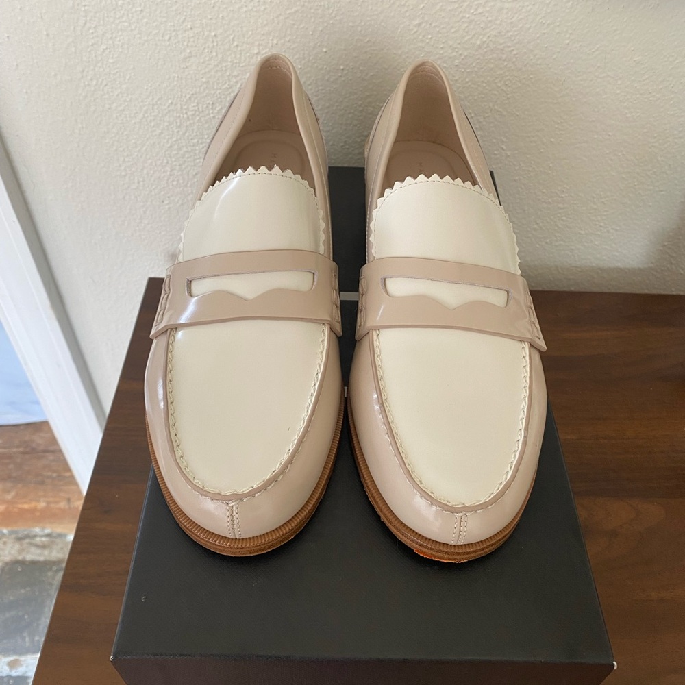Cream and White Women's Loafers